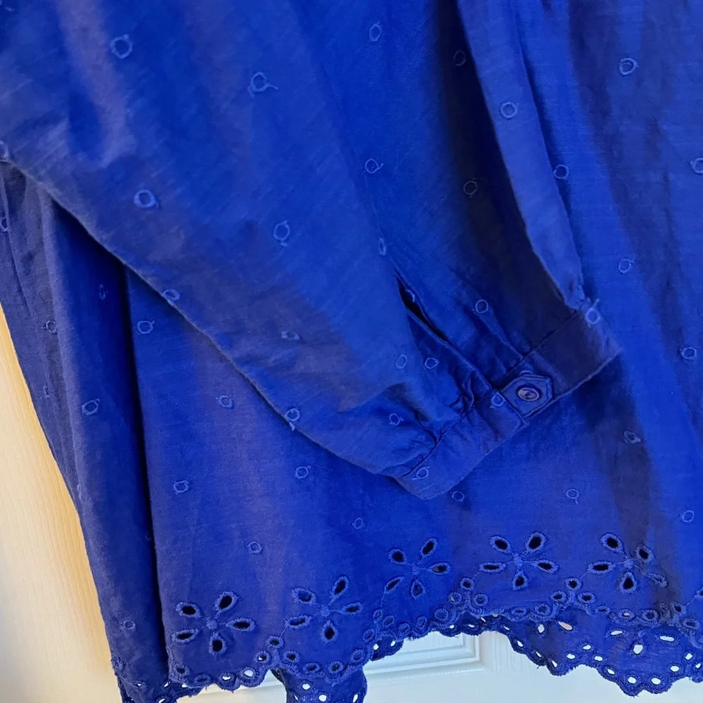Old Navy Blue Boho Top w/Scalloped Eyelet Trim Sz XL NWT